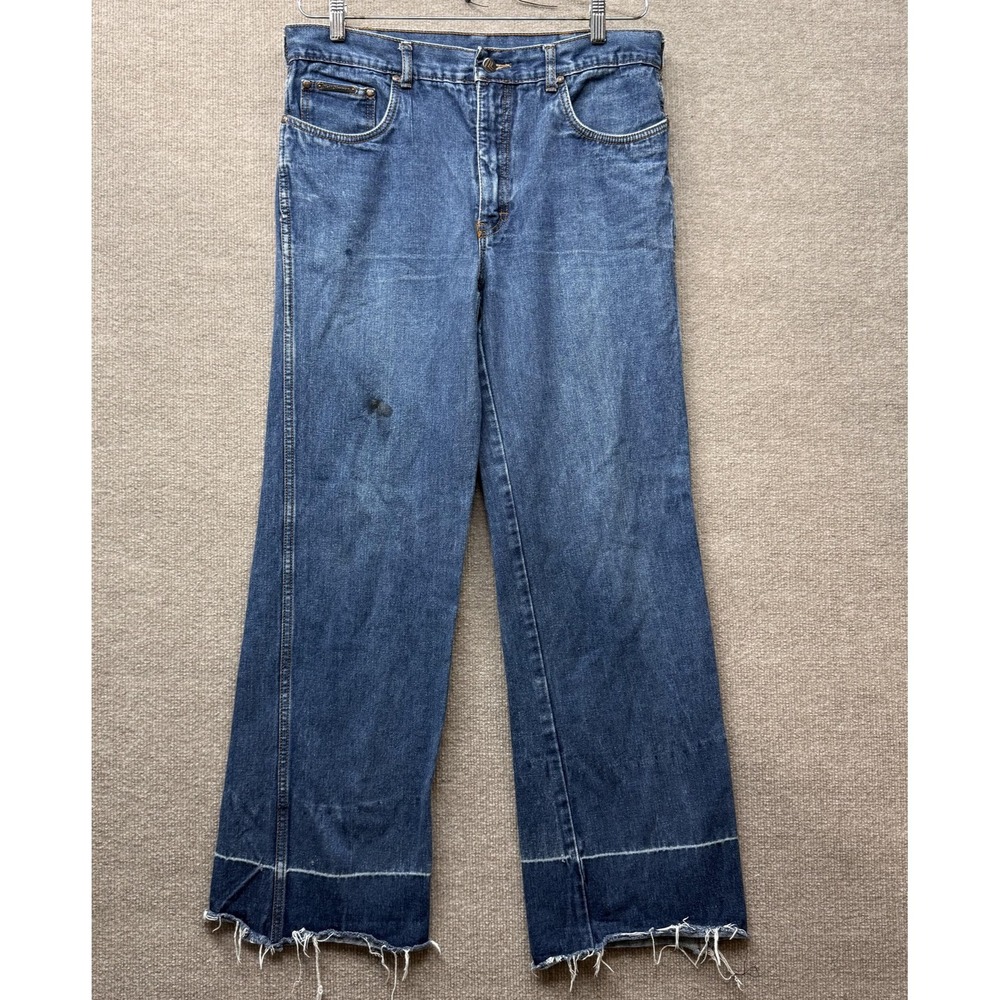 Neil Norman Vintage Jeans Mens 36x29 Wide Distressed Raw Hem Hong Kong 60s 70s